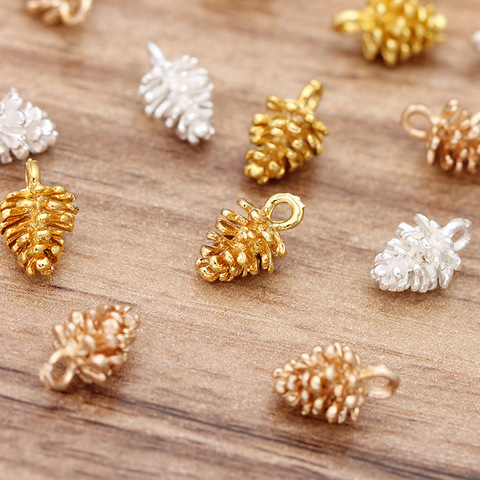 20 pcs/lot 12*7mm alliage Pinecone pendentifs breloques bricolage boucles d'oreilles collier fabrication de bijoux accessoires pour Bracelets couleur argent 0202 ► Photo 1/6