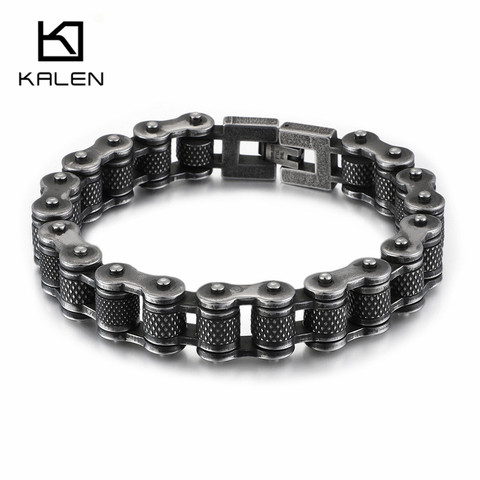 Kalen-Bracelet avec chaîne de vélo brossé pour hommes, Cool, bijoux à la mode, en acier inoxydable, pour motard ► Photo 1/6