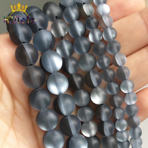 Perles rondes en pierre de lune en cristal autrichien givré noir mat, paillettes, pour la fabrication de bijoux, boucles d'oreilles, Bracelet à bricoler soi-même, accessoires, 6/8/10mm ► Photo 1/6