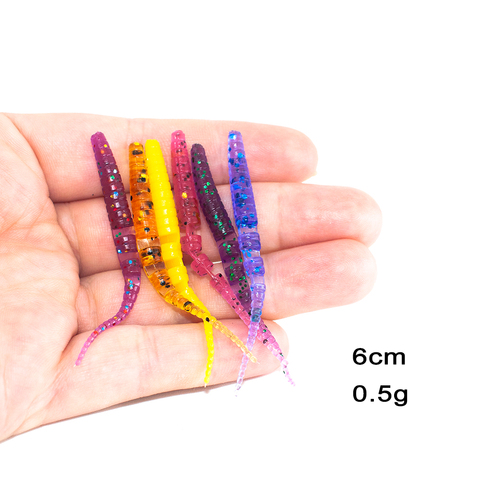 Micro leurre souple en silicone avec tête plombée, appât artificiel idéal pour la pêche à la mouche, à l'alose, au ver, au japon, 6cm, 0.5g ► Photo 1/6