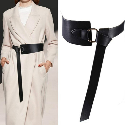 Ceinture Obi en cuir pour femmes, nouvelle collection, Corset large, noire et marron fine, pour les loisirs, robe de mariée, ceinture à la taille pour dames ► Photo 1/6