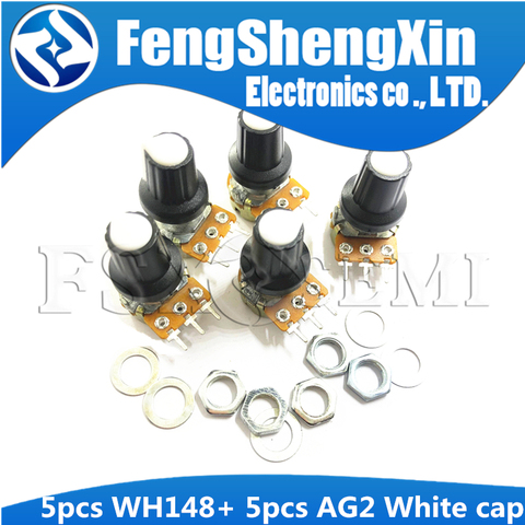5 ensembles de bonnets AG2 WH148 + blanc B2K B5K B10K B20K B50K B100K B250K B500K 3 broches 15mm 1K 2K 5K 10K 20K 50K 100K 250K 500K 1M ► Photo 1/4