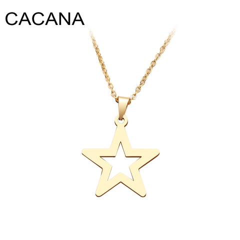 CACANA-collier en acier inoxydable pour femmes, pendentif, étoile, ras du cou, ajourée, bijoux de fiançailles ► Photo 1/6