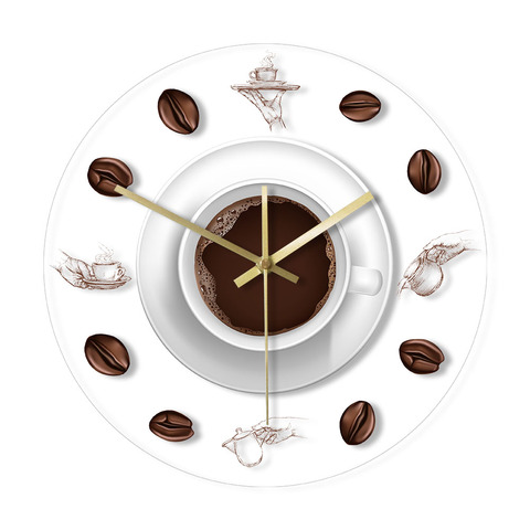 Café main café grains horloge murale avec LED rétro-éclairage Design moderne café tasse à café Reloj De Pared cuisine acrylique montre murale ► Photo 1/6