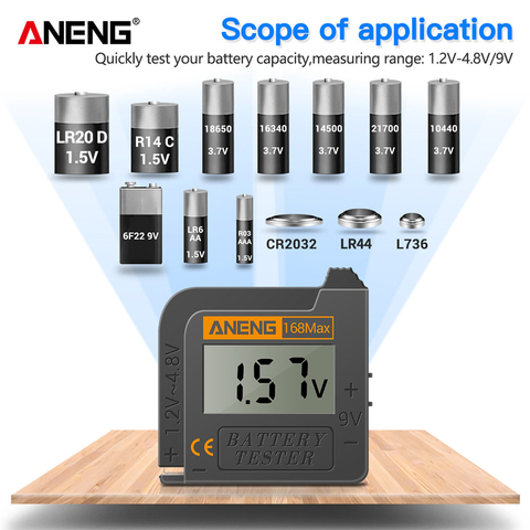 ANENG 168Max testeur de batterie au Lithium numérique capacité Test universel analyseur de charge à carreaux affichage vérifier AAA AA pile bouton ► Photo 1/6