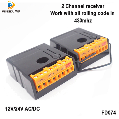 Commutateur récepteur avec DC 12V 433Mhz 2 relais RF portes de Garage sans fil pour 819 pièces télécommandes ► Photo 1/5