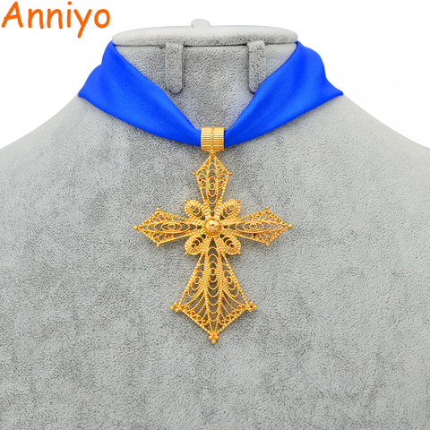 Anniyo – pendentif en croix éthiopienne pour femmes et filles, croix en corde, couleur or, bijoux érythréen, pour fête de mariage africain, DIY, #229706 ► Photo 1/6