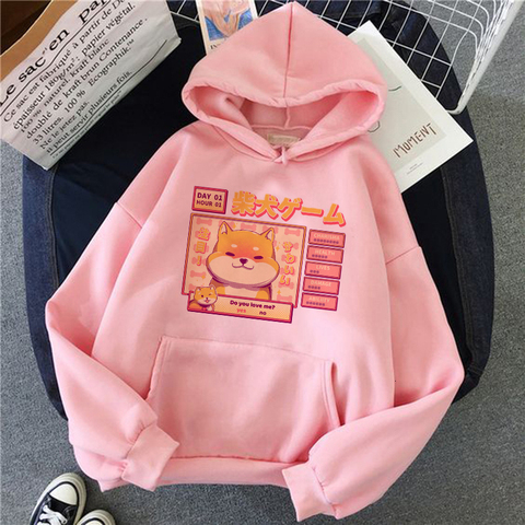 Shiba Inu sweat à capuche Harajuku pull à capuche amusant femmes Ullzang mignon Style coréen automne hiver Kawaii sweat 90s sweat à capuche femmes filles ► Photo 1/6