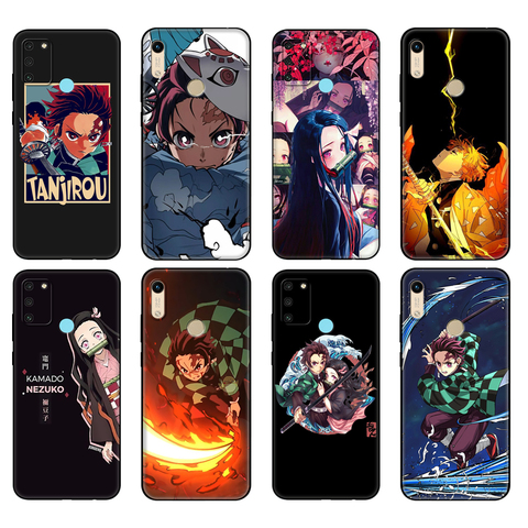 Coque noire en tpu pour Huawei, compatible modèles Honor 8a, Prime, 8s, 9 Lite, 9A, 9C, 9X, Premium, 9x Pro, 9S, Kimetsu no Yaiba ► Photo 1/6