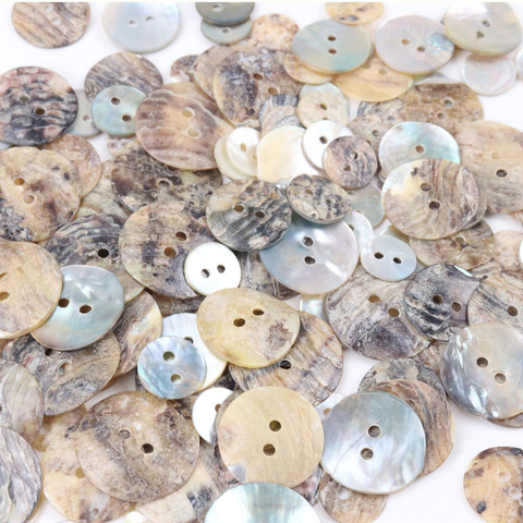 Boutons de couture en coquille naturelle, 50 pièces, 20/18/15/12/10mm, couleur japonaise, coque ronde en nacre, 2 trous, boutons, accessoires de couture ► Photo 1/6