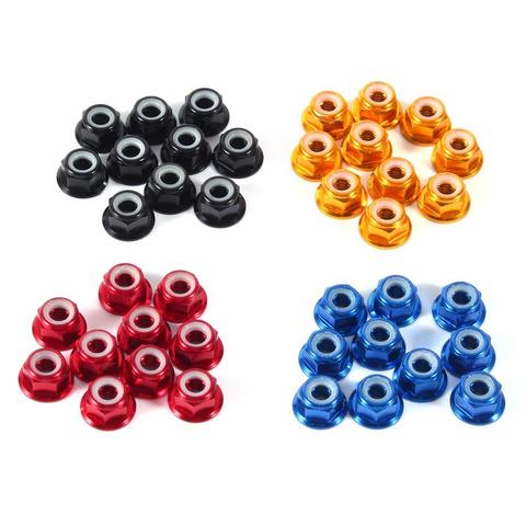 10 pièces M2/M3/M4/M5 aluminium à bride en Nylon insérer Anti-écrou libre auto-verrouillage hexagonal contre-écrou de blocage bleu rouge or noir 4 couleurs ► Photo 1/5