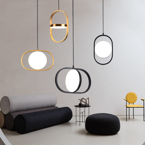 Lampe suspendue suspendue en or au design moderne pendentif Led, Luminaire décoratif d'intérieur, idéal pour une chambre à coucher, une cuisine, une salle à manger ► Photo 1/6