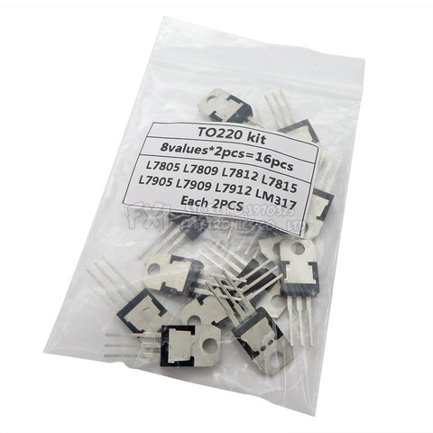 Régulateur de tension, 8 valeurs * 2 pièces = 16 pièces, 7805 7809 7812 7815 7905 LM317 L7912 igmopnrq LM317T TO-7909, Kit d'assortiment de transistors ► Photo 1/1