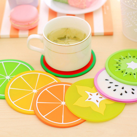 Mini dessous de verre en Silicone, pour table et bureau, ensemble de 7 pièces, tapis de table, dessous de table, verre ou fruits chauds, support antidérapant ► Photo 1/6