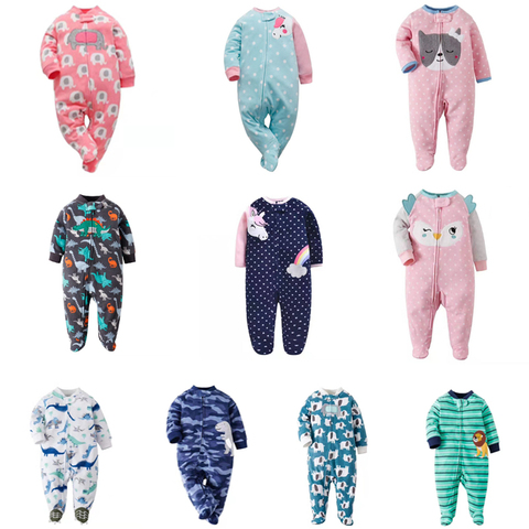 Nouveau-né bébé fille combinaison dessin animé licorne hiver vêtements à manches longues chaussures nouveau-né garçon sommeil pyjamas 0-12 mois costume ► Photo 1/6