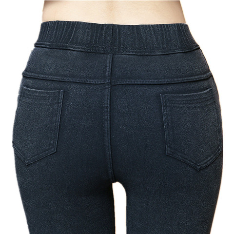 Grande taille faux Jean pantalon noir bleu jegging slim extensible crayon pantalon maman Jean Leggings femmes 6XL ► Photo 1/5