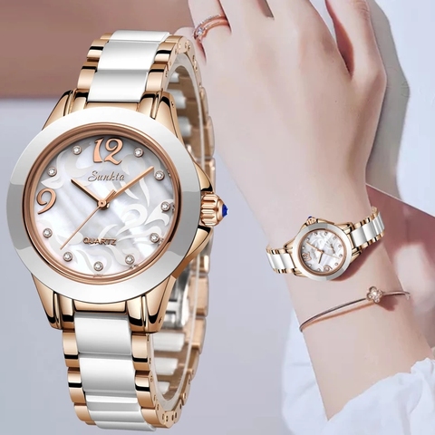 LIGE SUNKTA – montre à Quartz pour femmes, en or Rose, marque de luxe, nouvelle collection 2022 ► Photo 1/6