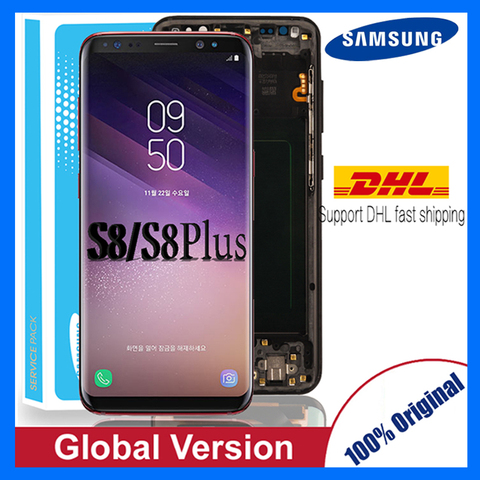 100% ORIGINAL SUPER AMOLED S8 LCD avec cadre pour SAMSUNG Galaxy S8 G950 G950F affichage S8 Plus G955 G955F numériseur d'écran tactile ► Photo 1/6