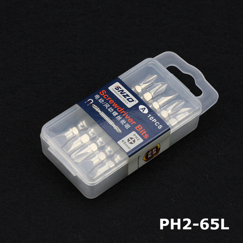 10 pièces/lot haute qualité PH2 magnétique Phillips Bits Double extrémité hexagonale 65mm tournevis électrique embouts SL6 ► Photo 1/6