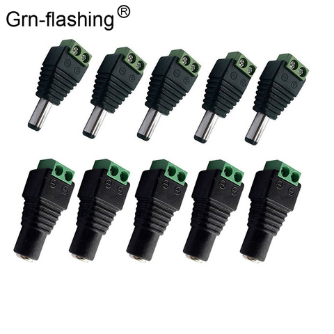 5 pcs Femelle + 5 pcs Mâle DC connecteur 2.1*5.5mm Power Jack Plug Adapter Cable Connector pour 3528/5050/5730 led lumière de bande ► Photo 1/6