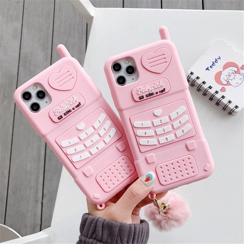 Mignon Rose amour coeur enfant fille cadeau Pour iphone 12Mini 11Pro Max XR XS Max 6 7 8 Plus SE 2022 Doux Couverture Arrière En Silicone ► Photo 1/6