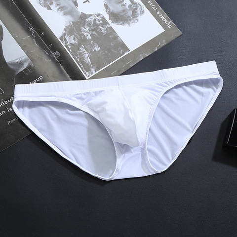 Glace Soie Sous-Vêtements Sexy Hommes Slip Sans Couture Respirant De Culotte Hommes Bikini Solide Sans Soudure Taille Basse Sous-Vêtements Doux ► Photo 1/6