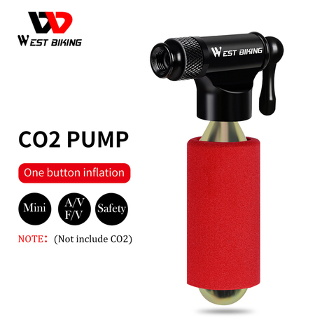 WEST BIKIING CO2 pompe vélo Mini pompe à main vtt route vélo gonfleur d'air Schrader Presta Valve adaptateur balle cyclisme accessoires ► Photo 1/1