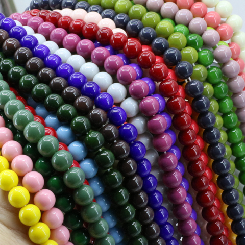 Breloques en verre synthétique pour femmes, perles rondes 3-14mm, amples, couleur bonbon, accessoires pour fait à la main, 38CM, R1 ► Photo 1/6