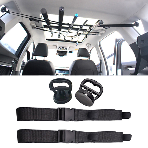Canne à pêche pliable et réglable pour l'extérieur, 2 pièces, sangle à ventouse, support de transport de canne à pêche pour voiture, accessoire 7 ► Photo 1/6