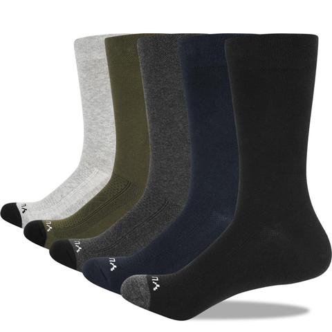 YUEDGE marque hommes 5 paires bureau d'affaires confort coton peigné sport décontracté randonnée équipage robe chaussettes ► Photo 1/6