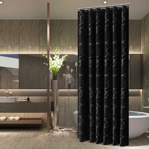 Rideau de douche à fleurs géométriques, en Polyester, imperméable, moderne, pour salle de bain, avec 12 crochets en plastique ► Photo 1/6