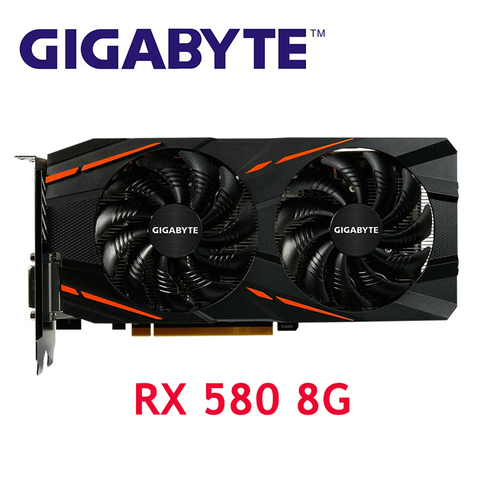 GIGABYTE – carte graphique AMD RX 580, 8 go, HDMI, PCI-E, pièce d'occasion pour ordinateur de jeu ► Photo 1/6