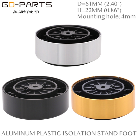 61*23mm usiné en aluminium en plastique haut-parleur pic pieds plancher socle tapis pied support pour Hifi platine ampli CD DAC enregistreur 4PC ► Photo 1/6