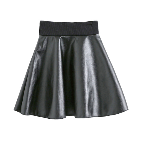 Filles Jupes Nouvelle Mode PU Faux Cuir jupe Élastique Taille bébé Fille Tutu Jupe Automne Noir Enfants Jupe Courte Enfants vêtements ► Photo 1/5