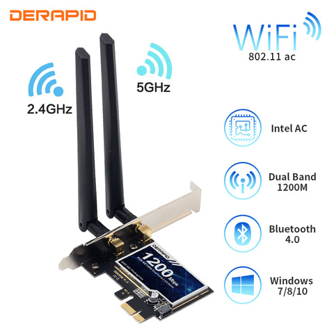 1200Mbps sans fil PCI-e adaptateur 802.11ac Bluetooth 4.0 Wifi Wlan carte 2.4G/5GHz bureau Wifi PCI Express adaptateur pour Win 7 8 10 ► Photo 1/6