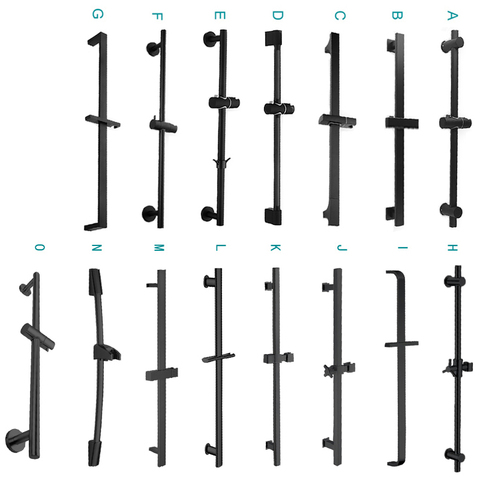 Barre de douche coulissante noire mate, colonne de douche mobile, réglable au mur avec support rond carré ovale ► Photo 1/6