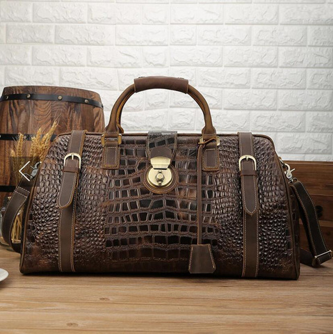 MAHEU-sac de voyage en cuir hommes, sac de voyage avec sangle d'épaule, sac de voyage, Crocodile Design de luxe, 2022, nouveauté ► Photo 1/6