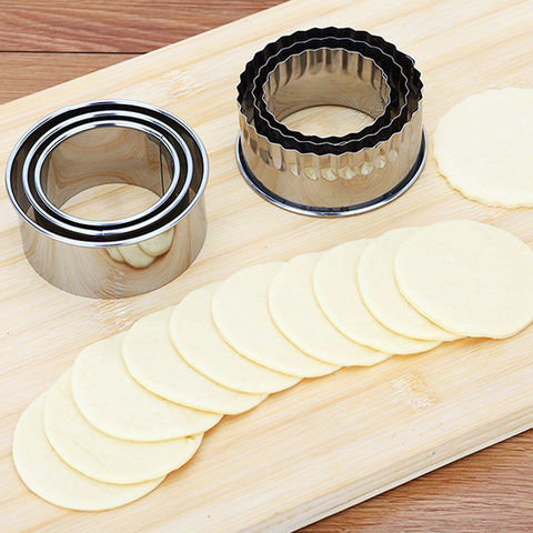 3 pièces/ensemble boulette emballage moules emporte-pièce en acier inoxydable rond/fleur forme Portable pâte coupe modèle pour Jiaozi ► Photo 1/6