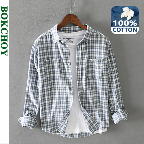 Automne hiver nouveaux hommes décontracté Plaid à manches longues coton chemise Gml04-G208 ► Photo 1/6