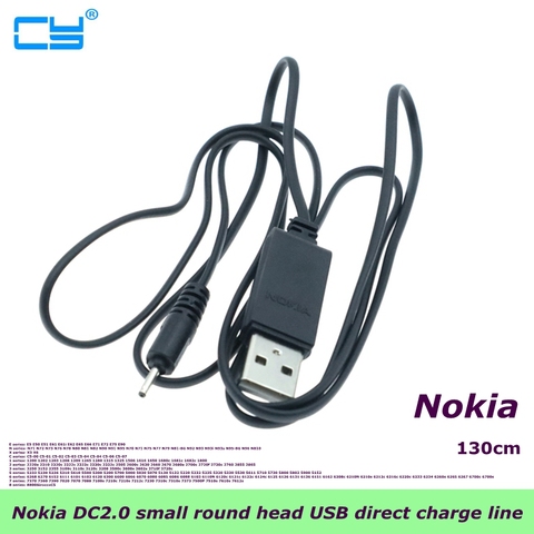 Câble de chargement USB à petite broche, 1.3m, diamètre extérieur 2mm, pour Nokia 7360 N71 6288 E72, haute vitesse ► Photo 1/5