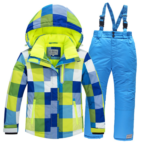 Combinaison de Ski imperméable et coupe-vent pour enfants, ensemble de Ski pour garçons et filles, veste + pantalon de snowboard d'hiver ► Photo 1/6