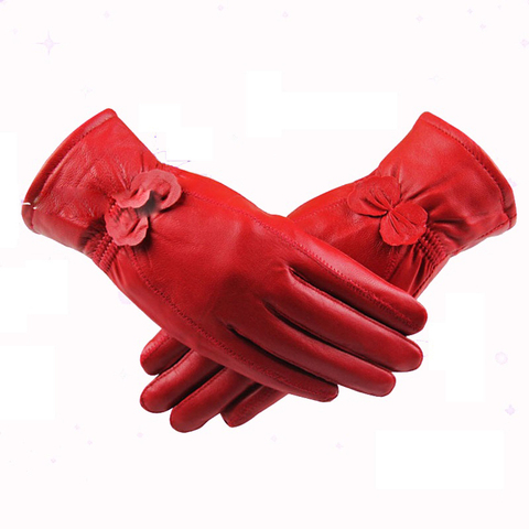 Gants d'hiver en cuir pour hommes et femmes, mode, noir, imperméable, velours chaud, coupe-vent, antidérapants, doigts complets ► Photo 1/6