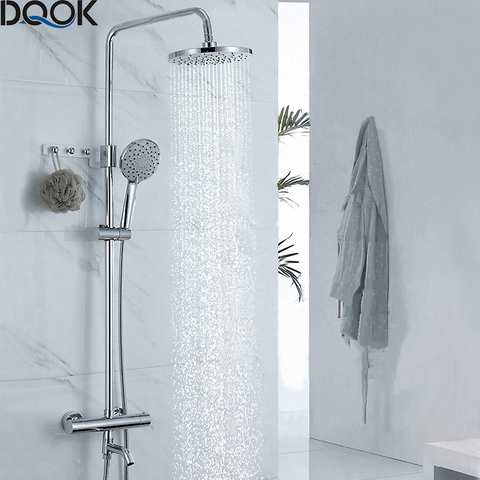 DQOK robinet douche thermostatique chromé, mitigeur de baignoire, ensemble de mitigeur de douche de salle de bains, robinets de baignoire, douche de pluie ► Photo 1/6