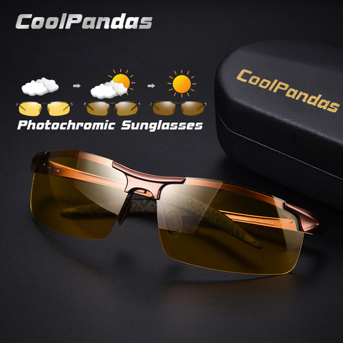 CoolPandas – lunettes de soleil polarisées photochromiques pour hommes, verres jaunes, changement de marron, Vision nocturne, conduite, Oculos zonnebril heren ► Photo 1/6