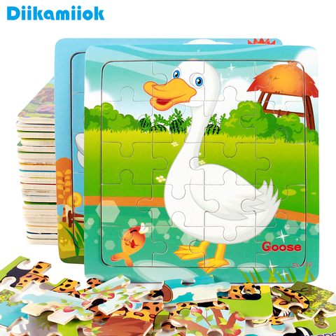 Offre spéciale 9/20 tranche enfants Puzzle jouet animaux et véhicule Puzzles en bois Puzzle bébé jouets éducatifs d'apprentissage pour enfants cadeau ► Photo 1/6