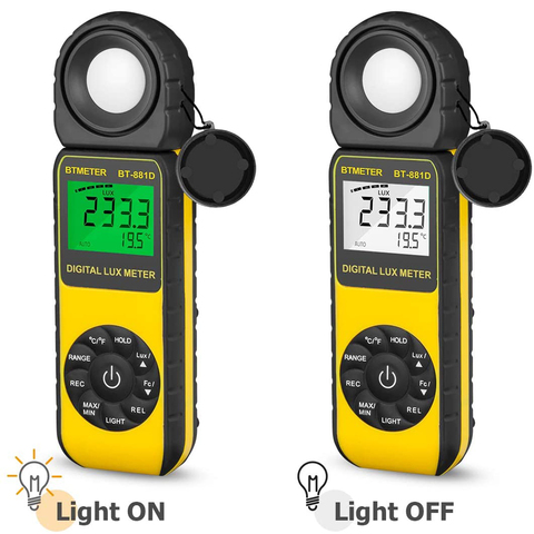 Btmètre luxmètre numérique d'éclairement, mesure la température de 0.01 à 400,000 Lux avec un testeur de lumière à capteur rotatif de 270 ° ► Photo 1/6