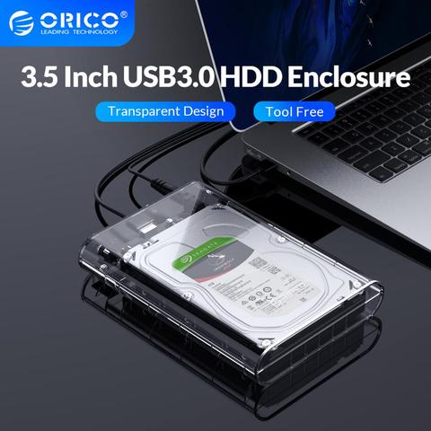 Boîtier de boîtier de disque dur Transparent ORICO pour disque dur 2.5 3.5 SSD USB3.0 à SATA3.0 HD adaptateur externe prise en charge UASP 16 to ► Photo 1/6