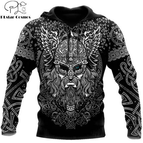 Vikings Odin – sweat à capuche unisexe, Streetwear, avec fermeture éclair, imprimé en 3D, veste décontractée, survêtement, KJ0196 ► Photo 1/6