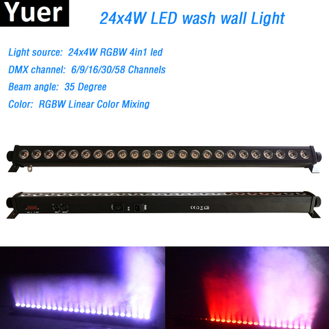 Faisceau lumineux mur led lavage 24x4W RGBW 4 en 1, éclairage d'intérieur par immersion DMX512 pour scène, bar, fête, mariage ► Photo 1/6