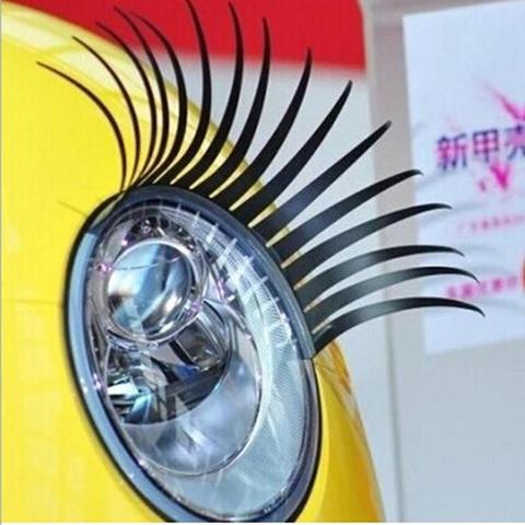 3D charmant noir faux cils faux oeil cils autocollant voiture phare décoration drôle décalcomanie 1 paire ► Photo 1/6